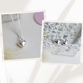 Set Corazón Mini Collar + Aretes - Colección Plata